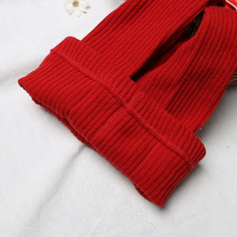 christmas cute solid color bowknot cotton pants & leggings