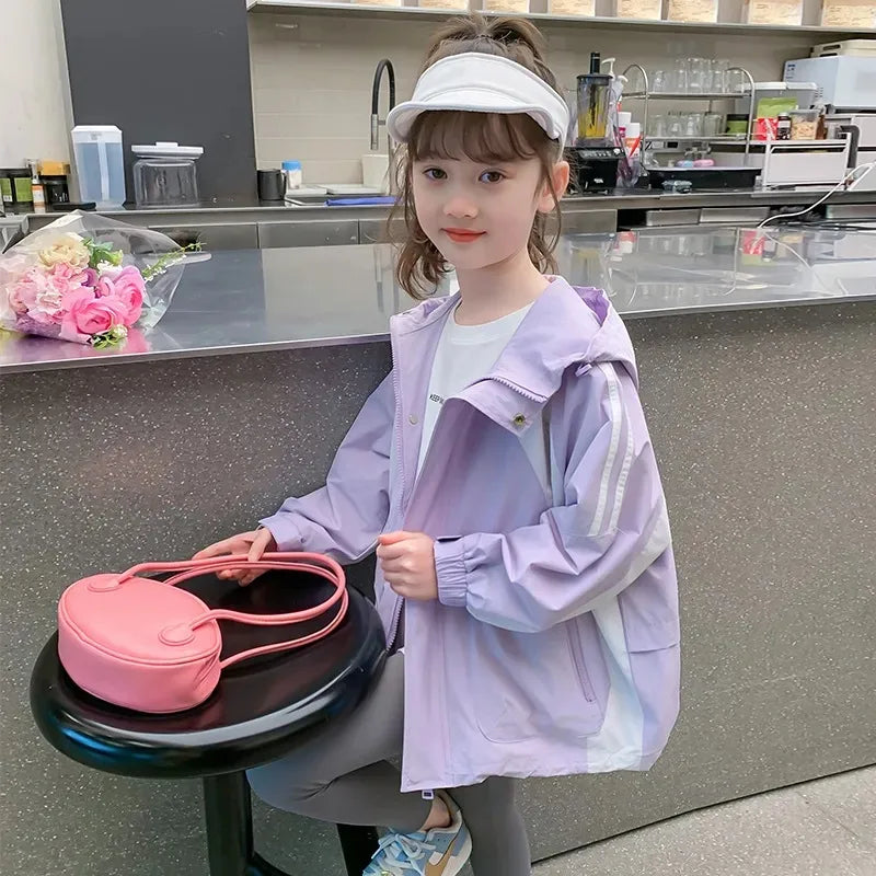 Casual Letter Polyester Girls Outerwear
